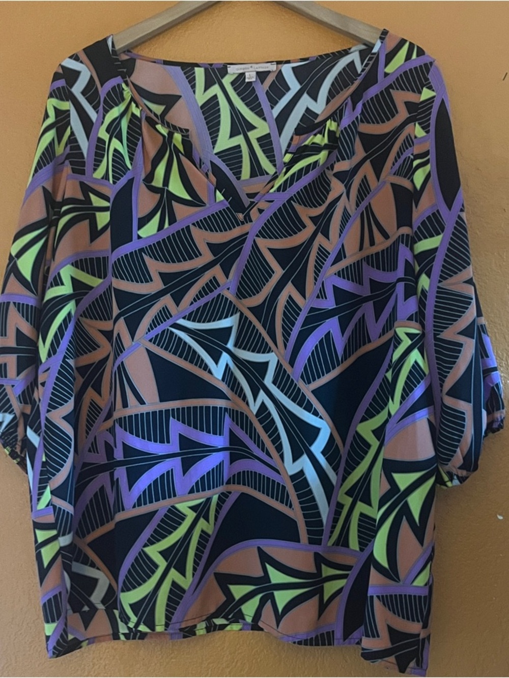 Gibson Multi-Color Abstract V-Neck Tunic